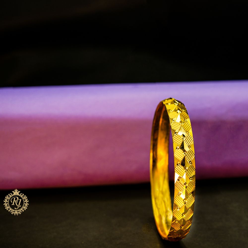 Cut Texture Design Gold-Plated Kada for Men | Sleek and Stylish Jewelry